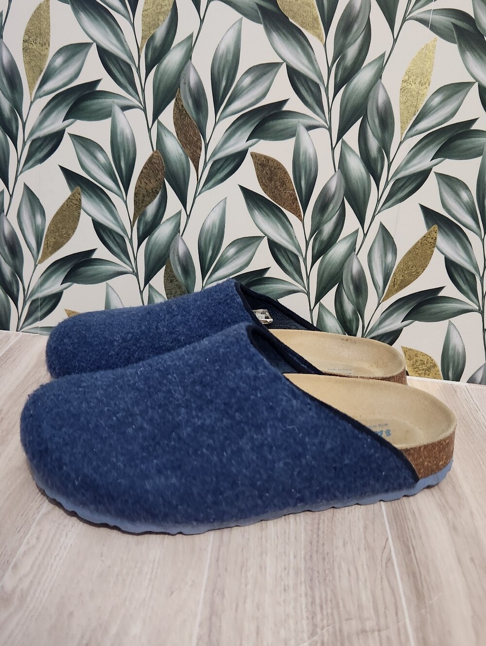 Sanosan Blue Wool Felt Cork Comfort Clogs Size 37